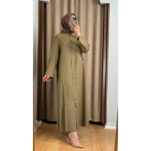 %100 Doğal Lyocell Maxi Elbise – Soft Dokulu, Dökümlü Şık Model