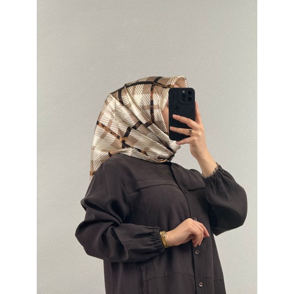 La Boutique Cocoa Frame Silk (Kakao Çizgi Eşarp)