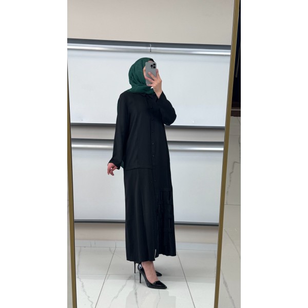 MICCA Pile ve Kafes Detaylı Lyocell Ferace