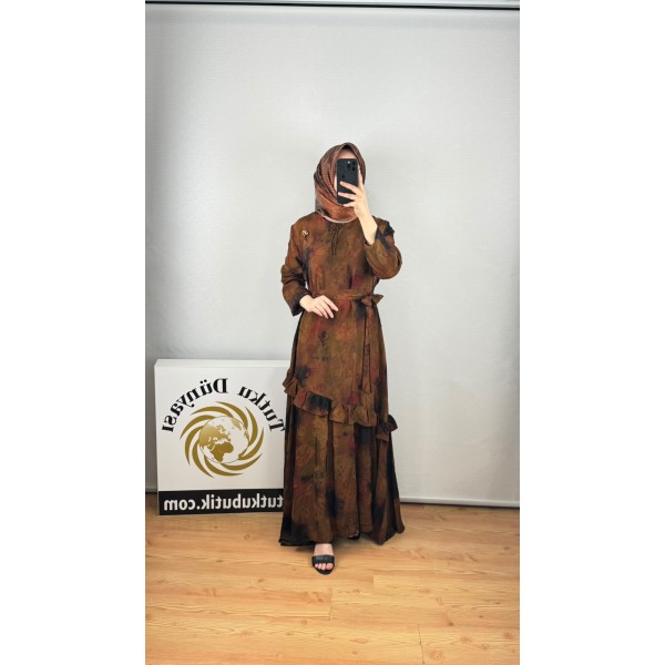 ORHAN Jakarlı Kuşak Detaylı Elbise