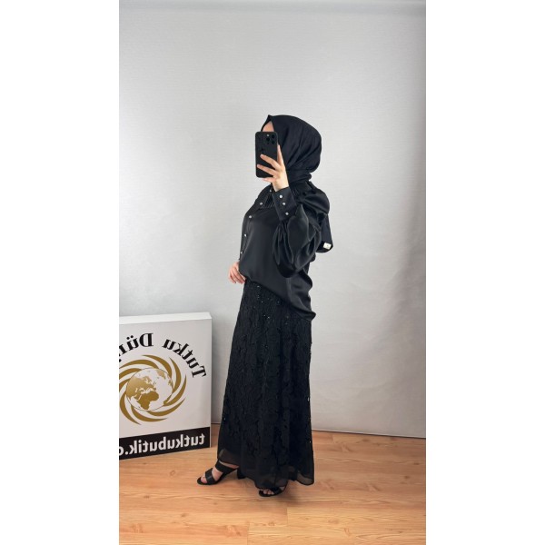 SERPİL Piliseli Yaka Balon Kol Gömlek